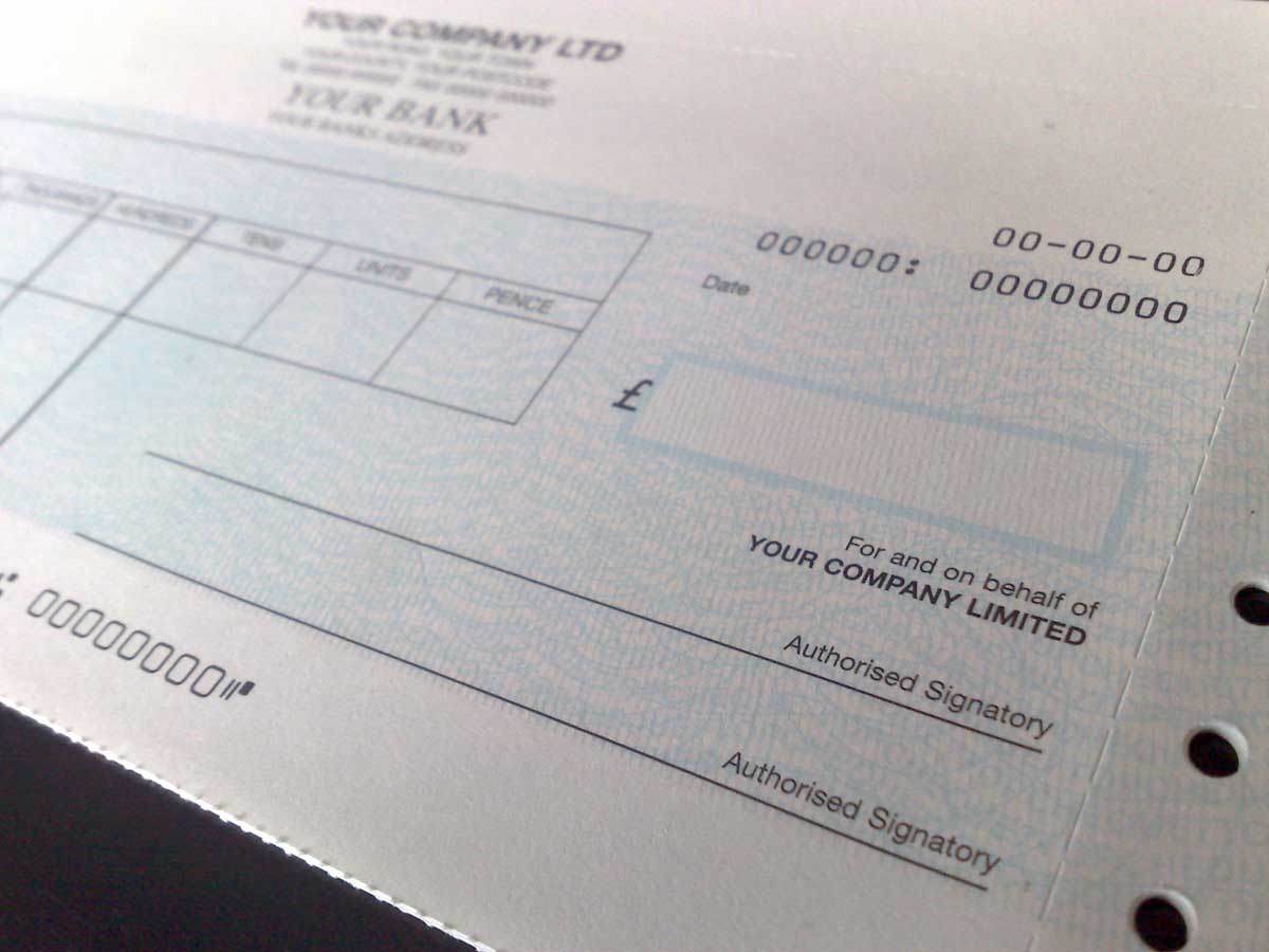 Cheque printing service
